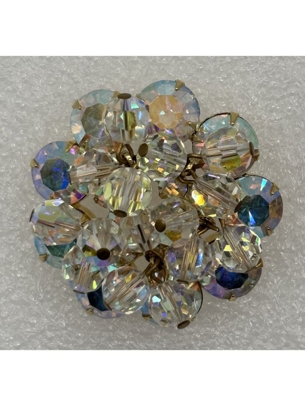 Vintage Juliana Cha Cha Cluster Brooch Dangling AB Crystals With Gold Tone Metal